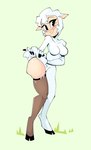 anthro breasts clothing cloven_hooves female fur hooves legwear looking_at_viewer pose smile solo standing stockings teasing thigh_highs wool_(fur) herny droopy_(series) looney_tunes metro-goldwyn-mayer sheep_wrecked wacky_wildlife warner_brothers leggy_lamb bovid caprine mammal sheep 2023 absurd_res full-length_portrait hi_res pinup portrait