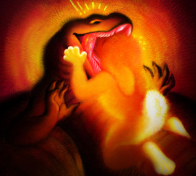 anthro apode claws female female/female fur glowing legless mawplay open_mouth paws serpentine surprised tongue warm ink-the-artist bovid caprine draconcopode mammal naga sheep 2025 hi_res