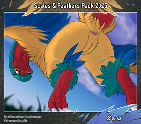 3_toes anus blue_body blue_feathers blurred_background blush butt claws feathers feet female feral flying genitals grass looking_at_viewer looking_back open_mouth outside plant presenting presenting_anus presenting_hindquarters presenting_vulva sky solo text toes vulva white_sclera yellow_body yellow_feathers zyria nintendo pokemon archeops fossil_pokemon generation_5_pokemon pokemon_(species) 2025 english_text hi_res url