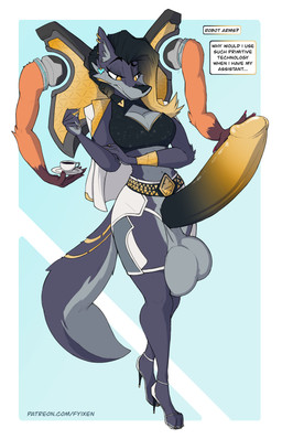 4_arms anthro arm_in_portal athletic ball_squeeze balls beverage big_breasts big_penis bottomwear bound breasts businesswear businesswoman clothing coffee cosplay erection floating_arms fur genitals girlboss gold_(metal) gold_accessory gold_jewelry grey_body grey_fur gynomorph hand_on_penis handjob huge_penis hyper hyper_genitalia hyper_penis intersex jewelry multi_arm multi_limb pencil_skirt penile penis portal portal_play power sassy science_fiction sex skirt slim text thick_thighs unimpressed fyixen blizzard_entertainment overwatch aureli_(fyixen) domina_(overwatch) fyixa_(fyixen) canid canine canis mammal wolf absurd_res crossover english_text hi_res url