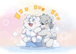 aged_down anthro bathing_together blush duo fur male washing_partner white_body white_fur young young_anthro takataka anothereidos_of_dragon_vein_r patty_(anothereidos_r) theodor_(anothereidos_r) canid canine canis mammal wolf yeti