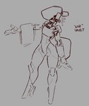 featureless_chest featureless_crotch featureless_face female gesturing_at_viewer machine mechanical_arm segmented_body simple_background small_waist solo thick_thighs towel_on_arm wide_hips painedpinata humanoid robot robot_humanoid 2024 sketch