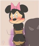 anthro anticipation bdsm blush bondage bound bow_ribbon dominant dominant_female duo female female/female nude nude_female restrained_arms restrained_legs scared shadow cicciolino disney disney_comics magica_de_spell minnie_mouse mammal mouse murid murine rodent hi_res