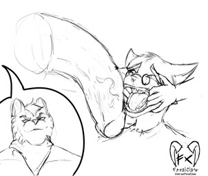 abs anthro biceps big_muscles big_pecs big_penis bodily_fluids breath claws clothed clothing comparing comparing_penis crackadaisy disembodied_penis dripping duo eyewear finger_in_mouth fingers flaccid forced forced_oral fur genitals gesture glasses hair huge_muscle huge_muscles huge_penis humanoid_genitalia humanoid_penis hyper hyper_genitalia hyper_muscles hyper_penis licking looking_at_viewer male male/male markings mostly_offscreen_character mouth_hold mouth_play muscular muscular_anthro muscular_male nude open_mouth opening_mouth oral panting pecs penetration penile penis penis_lick presenting saliva saliva_on_penis saliva_on_tongue saliva_string sex showing_chest showing_off_muscles simple_background smile solo_focus sweat sweatdrop teeth teeth_showing text tongue too_big topless topless_anthro topless_male tuft vein veiny_penis white_body white_fur white_markings feralclaw lackadaisy mordecai_heller nicodeme_savoy serafine_savoy domestic_cat felid feline felis mammal absurd_res hi_res monochrome