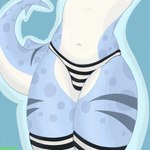 anthro clothing femboy legwear male markings multicolored_body navel panties shark_tail solo spots spotted_markings stockings thick_thighs underwear waffelkins fish marine shark 1:1 hi_res