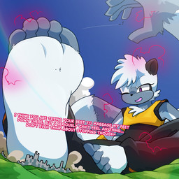 anthro city_crushing dialogue extreme_size_difference feet female foot_fetish foot_focus foot_rub fur grass grey_body grey_fur macro on_foot one_eye_closed plant purple_eyes sitting size_difference sky smoke_cloud solo text white_body white_fur wink thesigmaarts idw_publishing sega sonic_the_hedgehog_(comics) sonic_the_hedgehog_(idw) sonic_the_hedgehog_(series) tangle_the_lemur lemur mammal primate ring-tailed_lemur strepsirrhine 1:1 english_text hi_res