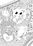 2020 4koma 5_fingers aniapt_(manga) anthro bottomwear closed_smile clothed clothing comic cover cover_art cover_page desert digital_media_(artwork) doily emoticon english_text fingers greyscale happy heart_background heart_pattern heart_symbol holding_object layered_heart male monochrome mouth_closed object_plushie pants pastry pattern_background plushie screentone simple_background smile solo star sweater tapirclip text topwear uwu