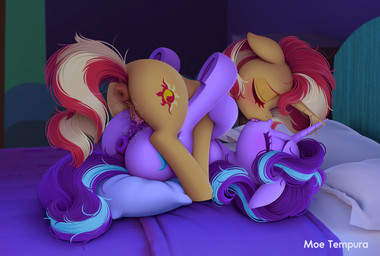 anus bed blush bodily_fluids cutie_mark duo eyes_closed female female/female female_feral feral feral_on_bottom feral_on_feral feral_on_top french_kissing from_front_position furniture genital_fluids genitals hooves horn inside intraspecies kissing kissing_with_both_sets_of_lips on_bed pillow puffy_anus quadruped sex side_view tail text tribadism vaginal vaginal_fluids vulva moetempura equestria_girls friendship_is_magic hasbro my_little_pony mythology starlight_glimmer_(mlp) sunset_shimmer_(eg) equid equine mammal mythological_creature mythological_equine unicorn 2025 absurd_res artist_name hi_res