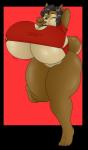 4_toes 5_toes anthro anthrofied big_breasts black_hair breast_expansion breast_squish breasts brown_body brown_eyes brown_fur clothing expansion feet female fur hair huge_breasts inflation looking_at_viewer one_eye_closed onomatopoeia puffed_cheeks red_background simple_background skindentation solo sound_effects squish text thumb_blowing toes transparent_background wink winking_at_viewer day-tripper-guy lucy_(luckyjack) chipmunk ground_squirrel mammal rodent sciurid 2016 absurd_res alpha_channel hi_res