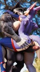 anthro balls big_breasts big_penis breasts butt butt_grab clothing duo eye_contact female fishnet_clothing fishnet_legwear genitals hand_on_butt holding_onto_partner legwear looking_at_another male male/female muscular penis yukalala bandai_namco capcom digimon monster_hunter mythology kayn_(rekin3d) le_chumsky canid canine canyne digimon_(species) mammal mythological_canine mythological_creature palamute werecanid werecanine werecreature werewolf 3d_(artwork) absurd_res blender_(artwork) digital_media_(artwork) hi_res