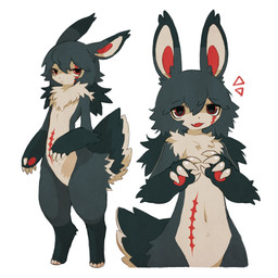 :< abdominal_scar ambiguous_gender anthro blue_body blue_fur blue_hair blue_tail claws countershading dipstick_ears ear_markings eye_scar facial_scar feet front_view fur gloves_(marking) hair kemono long_hair markings multicolored_ears navel neck_tuft nude_ambiguous nude_anthro open_mouth red_eyes red_inner_ear red_scar scar solo standing tail tan_body tan_claws tan_countershading tan_fur tan_inner_ear tan_tail three-quarter_view toeless_(marking) tuft two_tone_inner_ear jejejunum jejunum_(jejejunum) lagomorph leporid mammal rabbit 1:1 2025 digital_drawing_(artwork) digital_media_(artwork) full-length_portrait hi_res portrait three-quarter_portrait female_(lore)