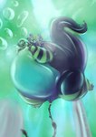 2016 absurd_res animate_inanimate anthro balloonie bubble colored creases cuet_(otter) detailed_background dreadlocks floating folds gas_tank glistening glistening_body green_eyes green_hair green_nose green_sky hair hi_res hose hose_inflation huge_filesize inflatable inflation male mammal markings mustelid otter puffed_cheeks sky solo stormdragonblue wrinkles