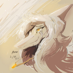 amber_(gem) amber_(material) anthro bodily_fluids bone_frill crying dialogue female frill_(anatomy) grey_body grey_hair hair happy i_love_you jewelry long_hair necklace orange_eyes side_view simple_background smile solo talking_to_viewer tears tears_of_joy text eddodoodle cavemanon_studios goodbye_volcano_high ko_op_(game_developer) snoot_game fang_(gvh) prehistoric_species pterosaur reptile scalie 1:1 absurd_res colored digital_media_(artwork) english_text headshot_portrait hi_res icon portrait shaded