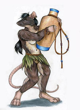 anthro breasts ear_piercing ear_ring female genitals looking_at_viewer nude piercing ring_piercing simple_background solo tail vulva water water_carrier white_background ladyjekyll mammal murid murine rat rodent full-length_portrait portrait source_request traditional_media_(artwork)