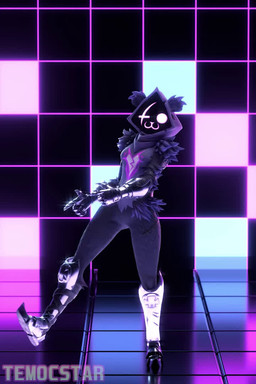 anthro dancing female happy music solo standing temocstar epic_games fortnite raven_team_leader bear mammal animated short_playtime video