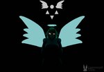 anthro black_background blonde_hair blue_light brown_body brown_fur clothing delta_rune_(emblem) dress female fur glowing glowing_eyes hair halo horn looking_at_viewer simple_background snowgrave solo symbol white_clothing white_dress white_eyes wings lagomorph_dude blender_cycles deltarune undertale undertale_(series) noelle_holiday deer mammal 3d_(artwork) blender_(artwork) digital_media_(artwork) hi_res watermark