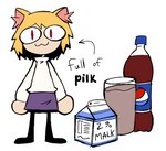 :3 blonde_hair bottomwear clothing container cup female hair inner_ear_fluff looking_at_viewer milk red_eyes simple_background skirt solo standing sweater text toony topwear tuft white_background white_clothing white_sweater white_topwear unknown_artist pepsi pilk tsukihime type-moon neco-arc animal_humanoid cat_humanoid felid felid_humanoid feline feline_humanoid humanoid mammal mammal_humanoid english_text