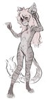 anthro female fur gesture grey_body grey_fur hair loli long_hair raised_arms slim solo standing thigh_gap white_hair young young_anthro young_female butterchalk amalia_(claralaine) domestic_cat felid feline felis mammal full-length_portrait hi_res portrait sketch unfinished