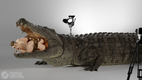 ambiguous_gender bdsm bondage bound duo feral feral_pred human_prey larger_pred male oral_vore size_difference soft_vore unwilling_prey vore crimsoncreaturecreations chase_(crimsoncreaturecreations) crocodile crocodilian human mammal reptile scalie 16:9 3d_(artwork) 4k absurd_res digital_media_(artwork) hi_res widescreen