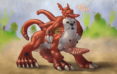 big_penis corruption erection foreskin frontal_taur_genitals frontal_taur_penis genitals glistening huge_penis latex male merging multi_genitalia multi_penis nubbed_penis nude penis penis_tentacles penis_tongue ribbed_penis simple_background solo tentacles transformation unusual_anatomy unusual_genitalia_placement unusual_penis_placement mot bandai_namco digimon digimon_(species) guilmon scalie taur digital_media_(artwork) hi_res