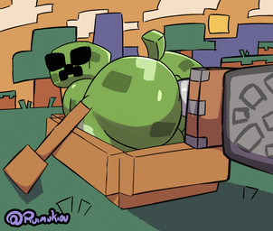 anal anal_penetration animal_genitalia anthro balls big_butt big_penis butt dildo erection femboy feral fucking_machine fur genitals green_body huge_butt huge_thighs machine machine_penetrating male male_penetrated nude penetration penis sex sex_toy sex_toy_insertion simple_background solo thick_thighs ruimu_kiou microsoft minecraft minecraft_sheep_fucker mojang xbox_game_studios creeper_(minecraft) mammal animated hi_res