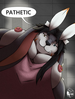 anthro areola barbell_piercing big_muscles big_nipples big_pecs male male_anthro muscular muscular_anthro muscular_male nipple_barbell nipple_piercing nipples pecs piercing smile solo violet_raven yamido lagomorph leporid mammal rabbit absurd_res hi_res