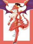 anthro bodily_fluids breasts claws female genital_fluids genitals heart_symbol horn membrane_(anatomy) membranous_wings nipples nude pussy red_body red_scales scales solo tail wings fraydragon cygames dragalia_lost european_mythology mythology nintendo brunhilda_(dragalia_lost) dragon mythological_creature mythological_scalie scalie western_dragon 3:4 absurd_res hi_res