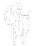 anthro anthrofied belt bottomwear burning chemicals clothing coat fire flaming_tail flask horn lab_coat male pants pokemorph shirt solo tail topwear wings marauder6272 european_mythology mythology nintendo pokemon trenchbound dragon generation_6_pokemon mega_charizard mega_charizard_x mega_evolution mythological_creature mythological_scalie pokemon_(species) scalie western_dragon 4:5 absurd_res hi_res monochrome