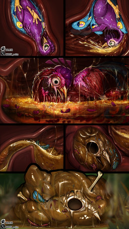 avian_feet beak biped blue_body bodily_fluids bone death digestion disposal esophagus feathered_crest feathered_wings feathers feces feral feral_prey gore graphic_digestion green_eyes head_crest internal larger_pred male male_prey oral_vore organs pink_body size_difference skull stomach stomach_acid tail tail_feathers vore wings mr.r1n beta_pokemon_games nintendo pokemon gyro_feather kujatta absurd_res comic hi_res