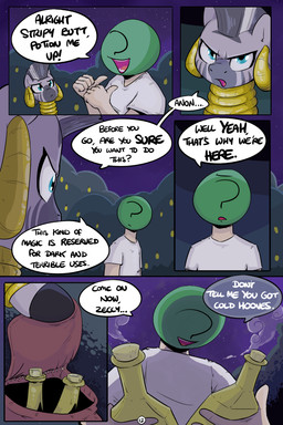 bag clothing dialogue duo ear_piercing ear_ring female feral food fruit male night outside piercing plant potion ring_piercing text shoutingisfun friendship_is_magic hasbro my_little_pony anon zecora_(mlp) equid equine human mammal zebra 2:3 comic english_text hi_res