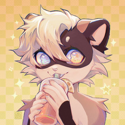 anthro beverage blue_eyes brown_body brown_fur cheek_tuft drinking drinking_straw facial_tuft fur heterochromia holding_beverage holding_object kemono looking_at_viewer solo tuft white_body white_fur yellow_eyes bitterk4t mammal 1:1 2021 digital_drawing_(artwork) digital_media_(artwork)