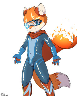 4_fingers adolescent anthro blue_eyes bulge eyewear fingers goggles looking_at_viewer male navel simple_background solo white_background young young_male sharparadise canid canine fox mammal 2020 4:5 hi_res signature