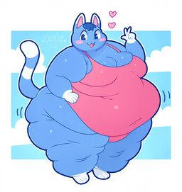 anthro belly belly_rolls big_belly big_breasts big_butt breasts butt clothing female gesture hand_gesture heart_symbol hearts_around_head huge_belly obese obese_anthro obese_female one-piece_swimsuit overweight overweight_anthro overweight_female smile smiling_at_viewer solo standing swimwear tail thick_thighs v_sign wide_hips robirobi animal_crossing nintendo rosie_(animal_crossing) domestic_cat felid feline felis mammal hi_res