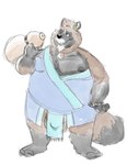 anthro balls belly big_belly black_body black_nose brown_body eyewear genitals glasses humanoid_hands male moobs nipples overweight overweight_male simple_background solo white_background bravo canid canine mammal raccoon_dog tanuki 2022 hi_res