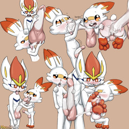 anthro aroused duo feet fellatio foot_fetish foot_play footjob frott genitals male male/male oral penile penis sex young nomibuni nintendo pokemon cinderace generation_8_pokemon lagomorph leporid mammal pokemon_(species) rabbit scorbunny absurd_res hi_res