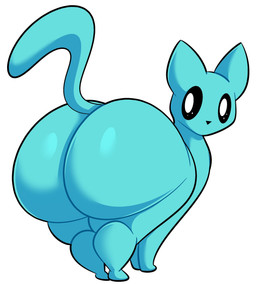 all_fours ambiguous_gender big_butt black_outline black_sclera blue_body blue_butt blue_tail butt feral glistening glistening_body glistening_butt huge_butt hyper hyper_butt looking_back nude outline rear_view simple_background solo tail thick_thighs white_eyes wide_hipped_feral wide_hips ekkokenight eko_(cyandrive98) domestic_cat felid feline felis mammal digital_media_(artwork) hi_res