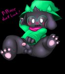 3_toes anthro balls black_body black_fur blush bottomless clothed clothing embarrassed erection eyewear feet foreskin fur genitals glasses hat headgear headwear male pawpads paws penis pink_pawpads solo spread_legs spreading text thick_thighs toes young young_anthro young_male cappuchino deltarune undertale_(series) ralsei bovid caprine goat mammal absurd_res alpha_channel hi_res