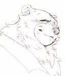 anthro black_sclera looking_at_viewer male neck_tuft side_view smile solo tuft heylaw21 mihoyo zenless_zone_zero ben_bigger bear mammal bust_portrait hi_res portrait