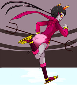 biped clothed clothing diaper eyewear feces female footwear glasses ice_skates looking_back pantsless pantsless_female pantsless_humanoid rear_view soiled_diaper soiling solo unclean_diaper used_diaper wearing_diaper wearing_glasses yellow_sclera zee-rage-man homestuck ms_paint_adventures meenah_peixes alien humanoid troll_(homestuck) 2015 digital_drawing_(artwork) digital_media_(artwork)