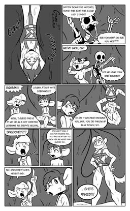 ambiguous_gender anthro anthro_prey bone border breasts dialogue digestion_implied esophagus featureless_breasts female female_prey fully_inside group harness harness_only humor inside_stomach low-angle_view male male_prey multiple_prey nude nude_anthro nude_female nude_male oral_vore peril pointy_speech_bubble skeleton speech_bubble text ventriloquism vore white_border gizmochinasa dec25stephanie philipkelton pocket_jabari sprocket_(gizmochinasa) gerbil mammal mouse murid murine rodent 2019 comic dated digital_drawing_(artwork) digital_media_(artwork) english_description english_text greyscale hi_res monochrome signature