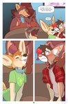 collar dialogue duo ear_piercing ear_ring facial_piercing female industrial_piercing male nose_piercing nose_ring piercing ring_piercing septum_piercing pupspace abz bassariscus canid canine canis fennec_fox fox mammal procyonid ring-tailed_cat true_fox wolf 2020 cel_shading comic digital_drawing_(artwork) digital_media_(artwork) hi_res shaded