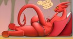 anthro big_butt butt clothed clothing dialogue female looking_at_viewer red_body red_skin solo tail talking_to_viewer text thong topless underwear creatiffy mythology satina_(series) lucia_(satina) demon dragon mythological_creature mythological_scalie scalie english_text hi_res