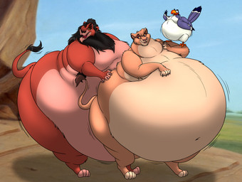 anthro beak belly big_belly claws fangs feathers female feral fur group huge_belly hyper hyper_belly male mane morbidly_obese morbidly_obese_anthro morbidly_obese_female morbidly_obese_feral morbidly_obese_male navel nude obese obese_anthro obese_female obese_feral obese_male open_mouth overweight overweight_anthro overweight_female overweight_feral overweight_male paws raised_tail smile standing tail tail_feathers tail_tuft teeth thick_thighs tongue trio tuft whiskers wide_hips hectorthewolf disney the_lion_king scar_(the_lion_king) vitani_(the_lion_king) zazu_(the_lion_king) avian bird felid lion mammal pantherine 2026 hi_res