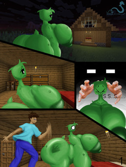 big_breasts big_butt big_nipples breasts butt duo female green_body huge_breasts huge_butt huge_nipples hyper hyper_breasts hyper_butt hyper_nipples male male/female nipples mega_slime microsoft minecraft mojang xbox_game_studios steve_(minecraft) creeper_(minecraft) absurd_res comic hi_res