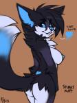 anthro big_tail black_body black_fur black_hair blue_body blue_eyes blue_fur breasts butt female fur hair heart_symbol looking_at_viewer looking_back nipples nude side_boob simple_background smile solo tail white_body white_fur conditional_dnp fluff-kevlar spunky_(spunky_mutt) canid canine fennec_fox fox mammal true_fox 3:4 digital_media_(artwork)