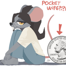 4_toes anthro barefoot biped bottomwear claws clothed clothed_anthro clothed_female clothing feet female fingers fully_clothed fully_clothed_female fur hair looking_at_viewer micro money plantigrade quarter simple_background sitting solo tail teeth toes topwear whiskers el-k george_washington ratricia_(el-k) mammal mouse murid murine rodent 1:1 2026 absurd_res digital_drawing_(artwork) digital_media_(artwork) hi_res