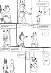 anthro clothing dialogue duo female long_ears male simple_background size_difference speech_bubble text white_background bernielover disney zootopia benjamin_clawhauser judy_hopps officer_fangmeyer officer_wolfard canid canine canis cheetah felid feline lagomorph leporid mammal rabbit wolf comic english_text hi_res monochrome