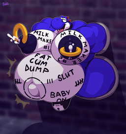 anthro areola belly big_belly big_muscles big_nipples big_pecs blue_body bodily_fluids body_writing breasts brick_wall clothing degradation eyewear glasses gold_(metal) gold_jewelry hashtag huge_belly huge_muscles huge_nipples huge_pecs humiliation hyper hyper_belly hyper_muscles hyper_pecs inside jewelry lactating lock_bulge lock_symbol looking_pleasured looking_up male male_lactation milk multicolored_body muscular navel nipple_piercing nipple_ring nipples non-mammal_breasts non-mammal_lactation number number_on_body outie_navel overweight overweight_male pecs piercing pregnant pregnant_male ring_piercing shadow solo tally_marks text text_on_body thong through_wall two_tone_body underwear wall_(structure) western_tally_marks white_body writing_on_belly writing_on_chest bobthetanuki mario_bros nintendo kode_(kode_yoshi) blue_yoshi yoshi 2021 english_text hi_res signature