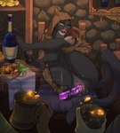 5_fingers 5_toes alcohol ambiguous_gender anthro areola audience barefoot beverage black_body black_fur black_lips black_pawpads blue_eyes blue_sclera bodily_fluids bottle bottomless bottomless_anthro bottomless_female breasts brown_clothing brown_coat brown_fingerless_gloves brown_gloves brown_handwear brown_topwear chair claws clothed clothed_anthro clothed_female clothing coat container cup dildo dildo_in_pussy dildo_insertion exhibitionism eyelashes feet female female_focus finger_claws fingerless_gloves fingers food foot_on_table fur furgonomic_headwear furgonomic_hood furgonomics furniture genitals gloves grey_claws group half-closed_eyes handwear holding_beverage holding_container holding_cup holding_dildo holding_leg holding_mug holding_object holding_sex_toy holding_thigh hood hood_up humanoid_feet humanoid_genitalia humanoid_hands humanoid_pussy inside lips long_tail looking_pleasured masturbation mostly_offscreen_character mug narrowed_eyes nipples no_irises on_chair open_mouth pawpads penetration pink_areola pink_nipples pink_nose plantigrade plantigrade_pawpads public public_exposure public_masturbation pupils purple_dildo pussy sex_toy sex_toy_in_pussy sex_toy_insertion sitting sitting_on_chair solo_focus sweat table tail tankard toe_claws toes topwear toying_self trio vaginal vaginal_masturbation vaginal_penetration wall_(structure) whiskers hakuryuorion microsoft the_elder_scrolls the_elder_scrolls_online khamira felid feline khajiit mammal hi_res
