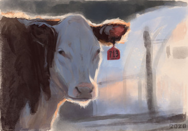 brown_body brown_fur cattle_tag ear_piercing feral fur piercing pink_nose sad solo white_body white_fur alexpahomov bovid bovine cattle mammal 2020 detailed